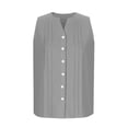 thumbnail image 6 of Wowcloth Women's V-Neck Sleeveless Blouse, Solid Color Linen-Like Fabric with Full Button Placket and Pleated Design, Breathable Lightweight for Summer Casual Wear, 6 of 6