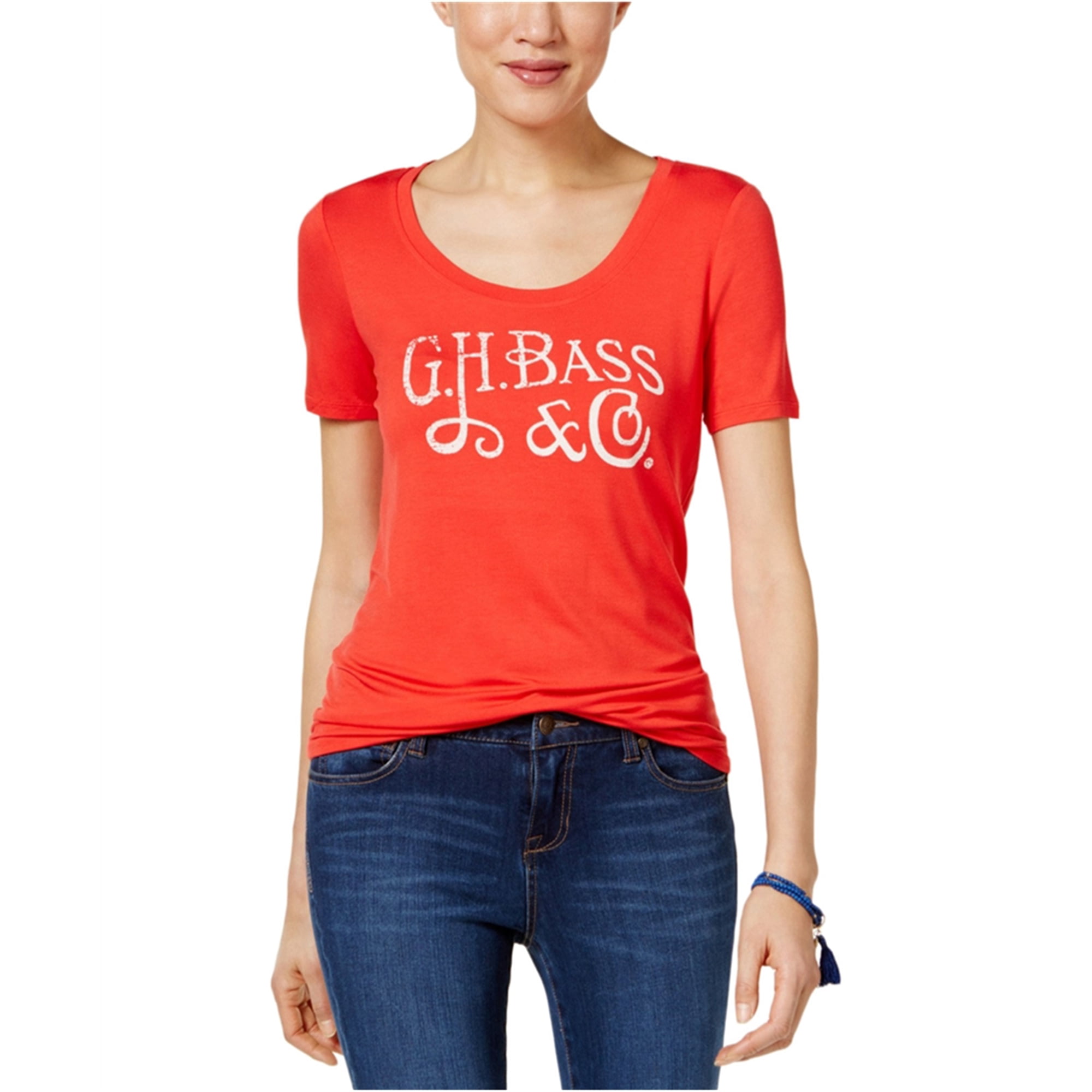 G.H. Bass - G.H. Bass & Co. Womens Solid Logo Graphic T-Shirt - Walmart