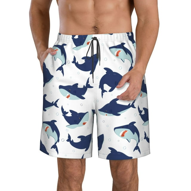 Fotbe Cute Shark Trajes de Baño Estampados para Hombre, Shorts de Verano de Secado Rápido, Ropa de Playa, Bañadores-XX-Large