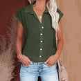 thumbnail image 2 of Summer Savings Clearance 2024! TAGOLD Womens Summer Short Sleeve Tops,Women's Tops Fashion Solid Button Shirt Female V-Neck Loose T-shirt Blouse, 2 of 5