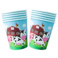 thumbnail image 1 of Vaca de granja, rancho, polluelo, animal, vajilla para fiesta de cumpleaños infantil, bandeja de papel, vaso de papel, pañuelos de papel, decoración, suministros para fiesta, 1 of 5