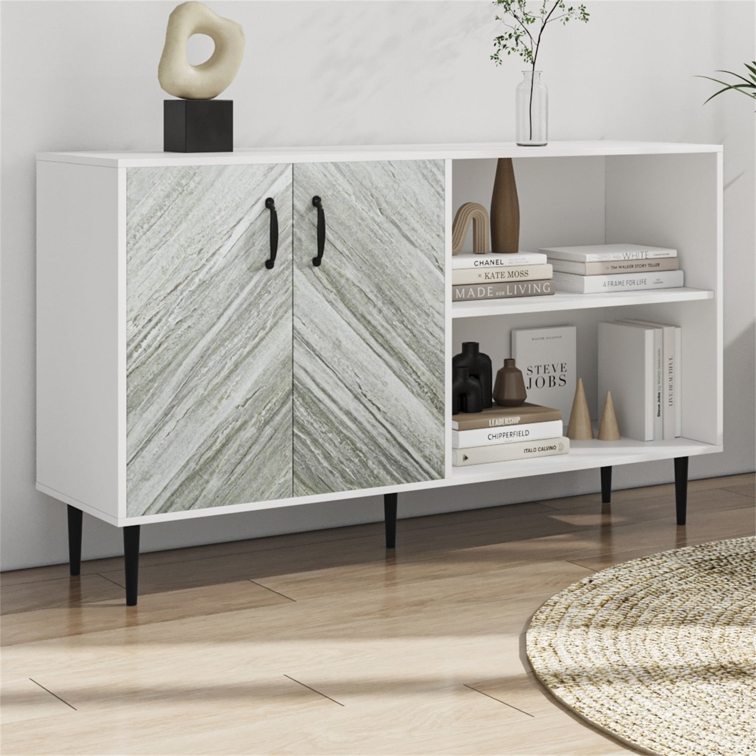 Resenkos Modern TV Stands for 65 inch TV with 2 Doors and 3 Open