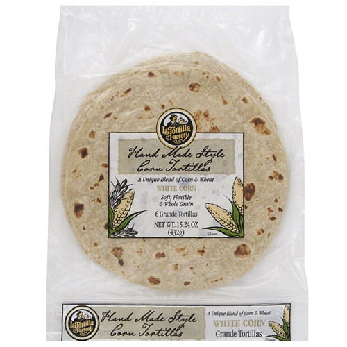 La Tortilla Factory Hand Made Style White Corn Tortillas, 6 count, 15.24 oz, (Pack of 12) by