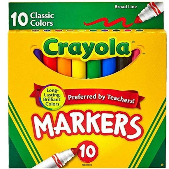 Marcadores de Punta Ancha Crayola Colores Clásicos, Paquete de 24, 10 Colores