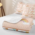 thumbnail image 4 of meiyoeat Cute Rainbow Love Heart Twin Quilt Set for Girls, Lovely Star Moon Twin Coverlet Set for Bedroom, Peach, 2pcs, 1 Comforter and 1 Pillowcase, 4 of 7