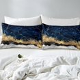 thumbnail image 4 of Marble Duvet Cover Set Gold Giltter Bedding Set Navy Blue Stone Marble Comforter Cover Adults Tie Dye Fluid Magma Abstract Art Hipster Quilt Cover 2 Pieces Twin Size Soft Bedroom Decor, 4 of 4
