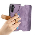thumbnail image 3 of for Samsung Galaxy S23 FE PU Leather + TPU Wallet Case, Card Slots Wristband Kickstand RFID Blocking Anti Peeping Magnetic Clasp Full Body Protection Phone Cover for Samsung Galaxy S23 FE, Purple, 3 of 8