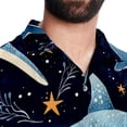 thumbnail image 5 of Starry Shark Men's Short Sleeve Spread Collar Tops, Casual Button Down Shirts, Printed Summer Beach Shirts, Unisex, 5 of 6