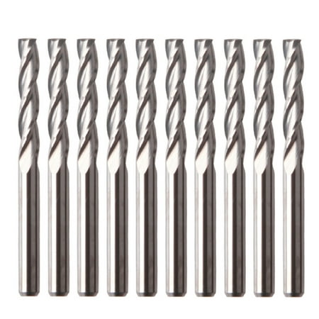 

Tomshoo 10Pcs 3.175*22 Router Bits Spiral Shank End Mill No Burr for Wood Carving Cutting Engraving Milling