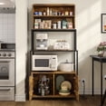 thumbnail image 6 of 5-Tier Kitchen Bakers Rack with Power Outlet, Industrial Microwave Oven Stand with Shelves, Kitchen Utility Storage Shelf with Cabinet, Standing Kitchen Storage Rack, Rustic Brown, 6 of 7