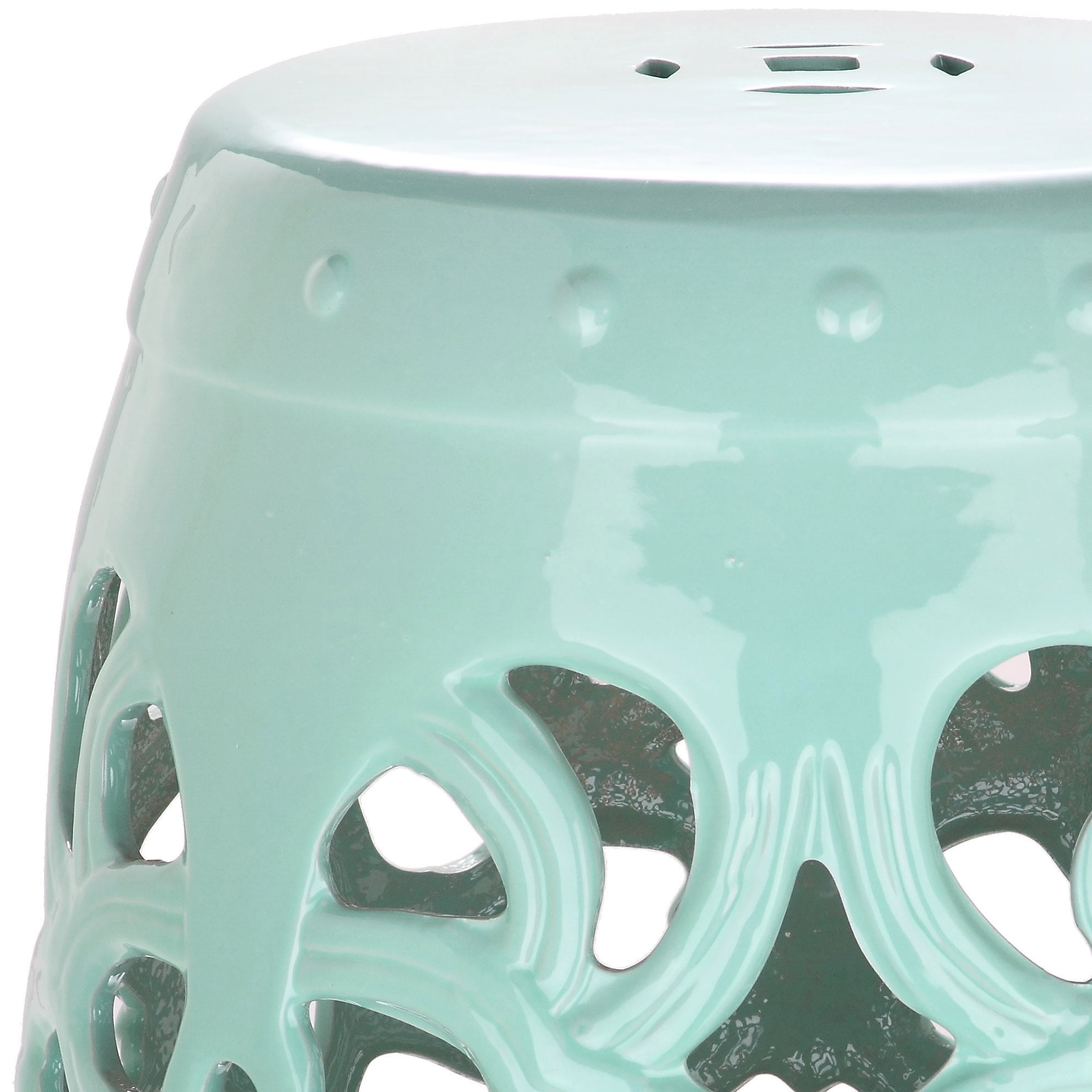 Safavieh Imperial Vine Indoor/Outdoor Garden Patio Stool, Light Blue