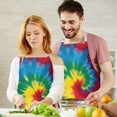 thumbnail image 3 of Colorful Rainbow Tie Dye Spiral Pattern Apron-Garden Aprons for Women with Pockets-Cotton Linen Waterproof Kitchen Cooking Gardening Aprons Adjustable for Kitchen,Cooking,BBQ and Salon 33x27 Inch, 3 of 7