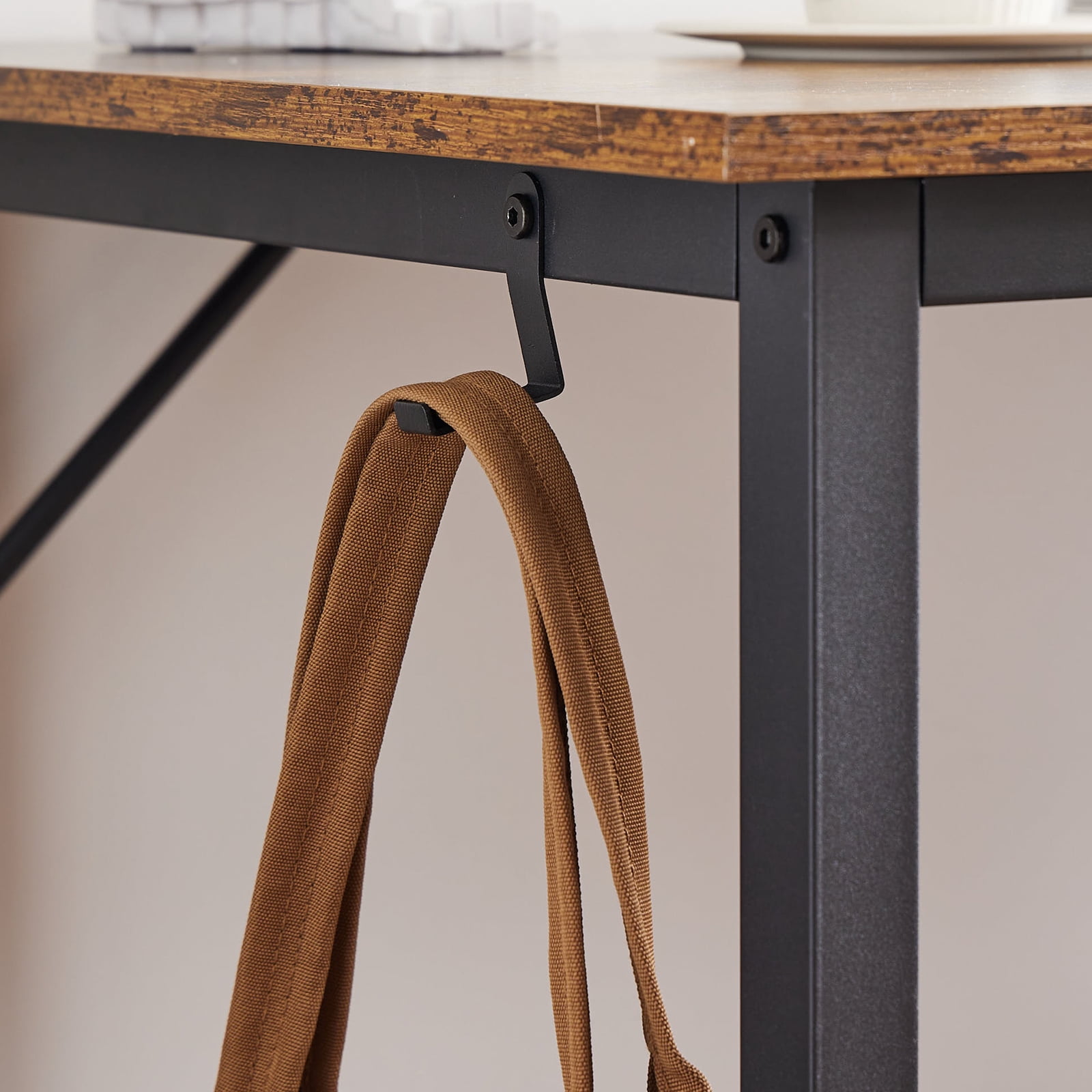 GIANNA 40 Inch Computer Desk, With 2-Tier Drawers Storage Shelf, Side Headphone Hook, Rustic Brown