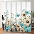 thumbnail image 3 of SUNOLIFE Spring Floral Shower Curtain,Teal Flowers Waterproof Polyster Bathroom Curtain, 60x72 in, 3 of 4