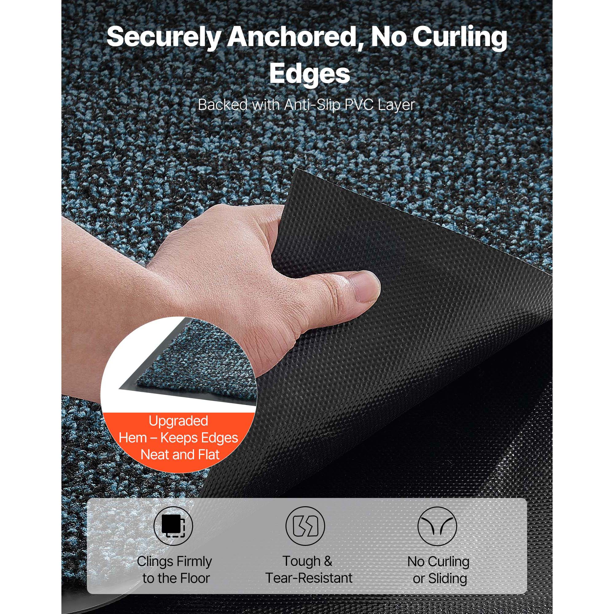 KFFKFF Durable Front Door Mat, 6 x 4 ft Commercial Floor Mat for Indoor and Outdoor Use, Industrial Entrance Rug with PVC Backing, Washable Heavy-Duty Entry Carpet for Hallway, Garage, Slate Blue