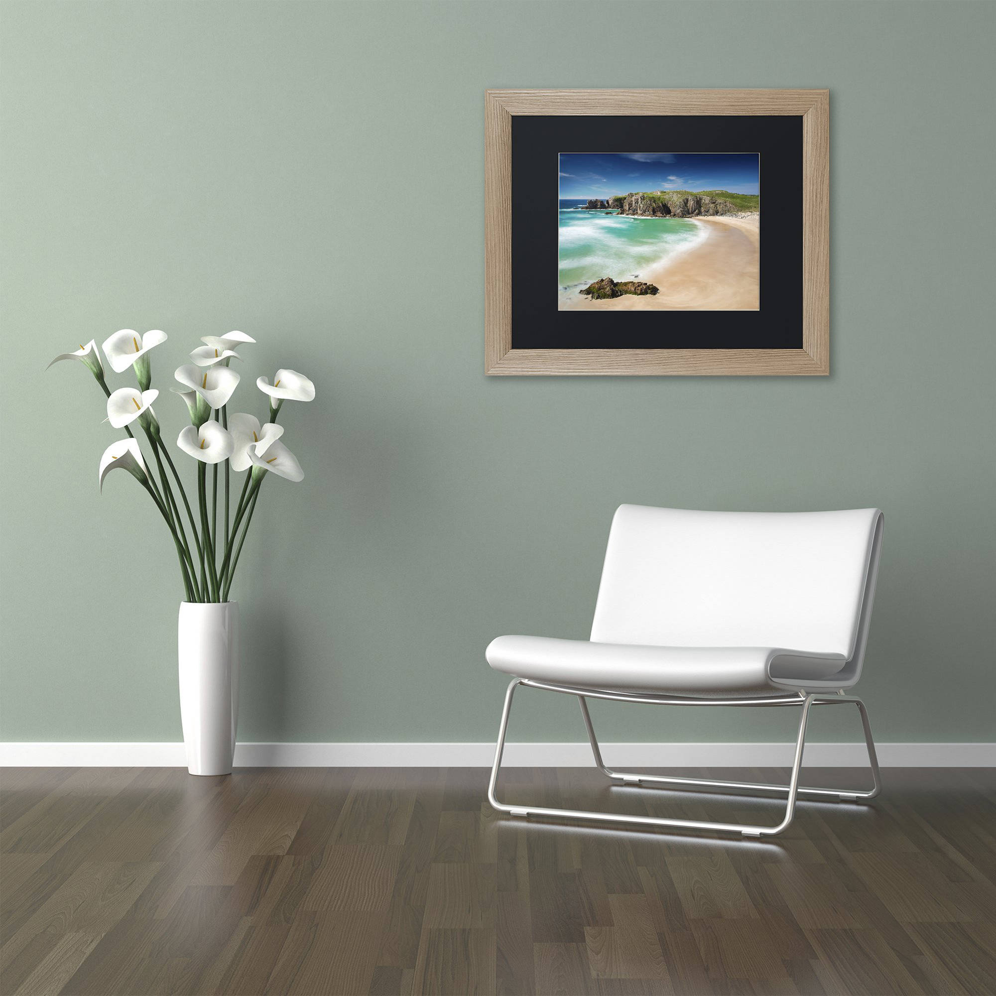 Trademark Fine Art "Beach at Mangersta" Canvas Art by Michael Blanchette Photography Black Matte, Birch Frame