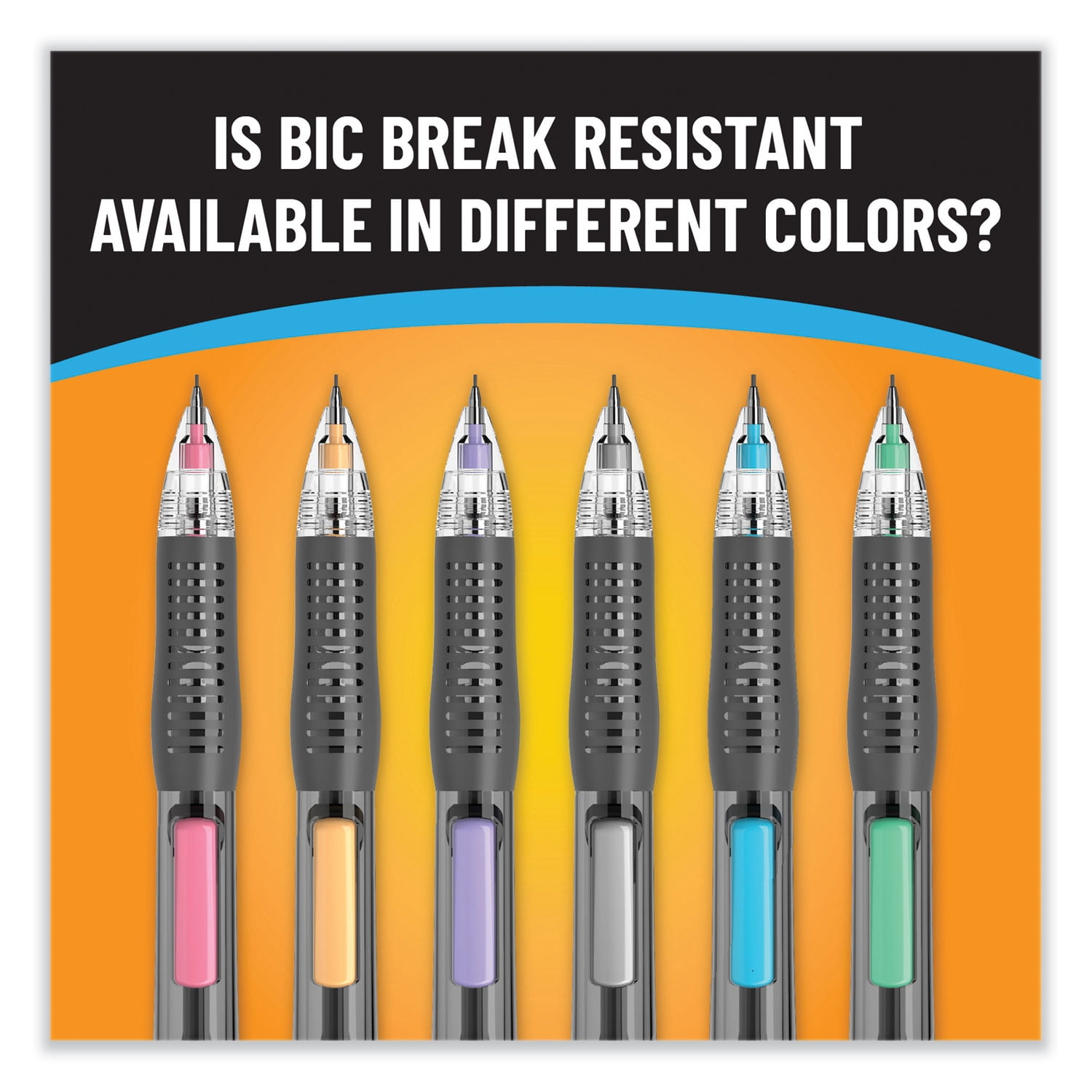 Break-Resistant Mechanical Pencils with Erasers, 0.7 mm, HB (#2), Black Lead, Assorted Barrel Colors, 2/Pack | Bundle of 5 Packs