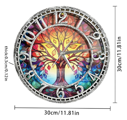 Tree of Life Wall Clock 12 Inches Silent Movement Clock Precise Timekeeping Wall Clock Ideal for Bedrooms Living Rooms Offices for Home Decor Enthusiasts Antique Silver