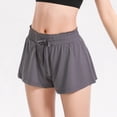 thumbnail image 3 of Pantalones cortos deportivos 2 en 1 para mujer cintura alta transpirables de secado rápido con cordón para correr, 3 of 8
