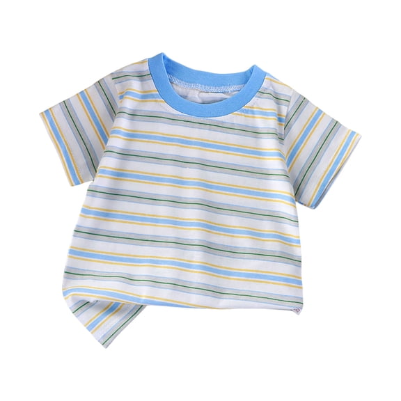 Povozer Toddler Kids Girl Boy Shirts Comfortable Boys T‑Shirt Comfortable Breathable Print Short Sleeved Shirts For Boys Girls Size 12-18 Months,Light Blue