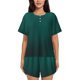 thumbnail image 1 of Fotbe Dark teal green Conjunto de Pijama Estampado para Mujer, 2 Piezas, Ropa de Dormir con Camiseta de Manga Corta y Shorts Suaves-Medium, 1 of 6