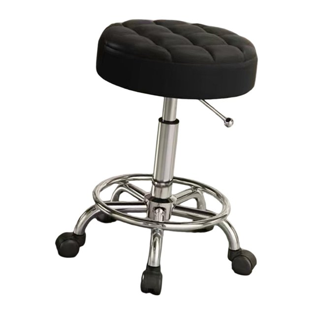 Taburete giratorio ajustable para salón con reposapiés de 17,7 a 22,8 pulgadas, taburete giratorio de 360 grados para tienda de spa, resistente Negro