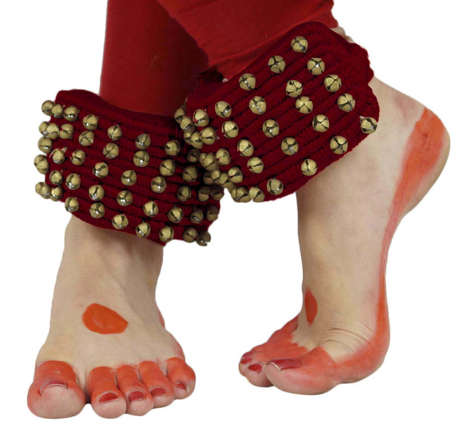 Banithani Indian Traditional 5 Line Classical Kathak 12 No Ghungroo Anklets Dancing Ankel Bracelet Pair Jewelry-Maroon