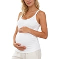 thumbnail image 6 of Gelikeya Maternity Tank Tops Seamless Side Ruched Sleeveless Pregnancy Basic Shirt with Built in Bra Workout Top White, Size XL, 6 of 6