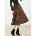 thumbnail image 2 of INSPIRE CHIC Jupe Midi Plissée en Velours Taille Haute Élastique pour Femmes, 2 of 6