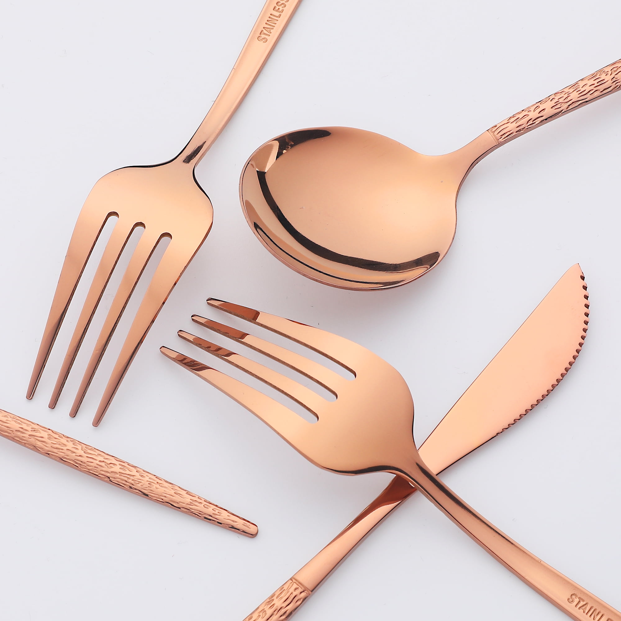 Unique Bargains Stainless Steel Flatware Set Rose Gold 24 Pcs
