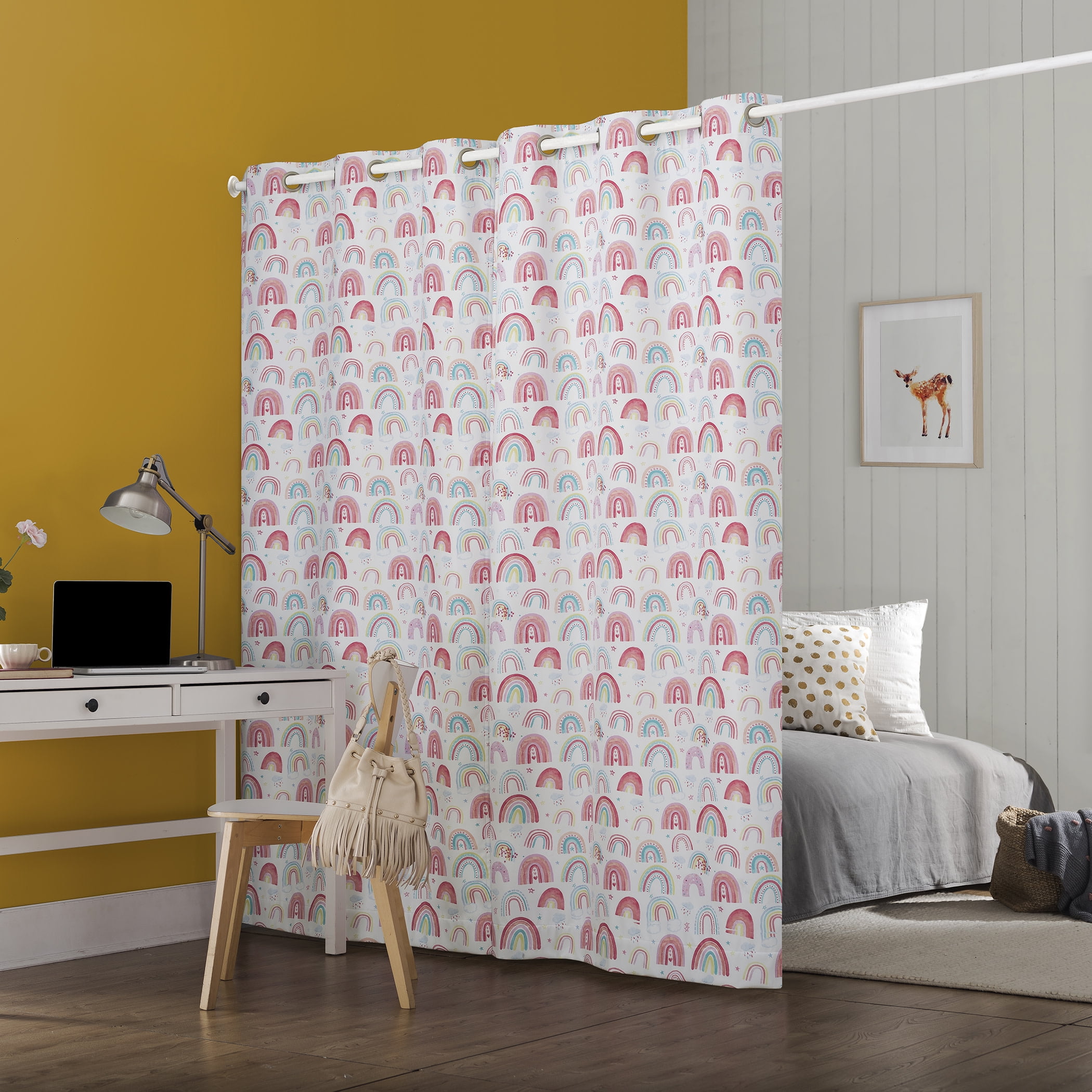 Sun Zero Rainbows Print 100% Blackout Grommet Single Curtain Panel In Multi,40" X 63"