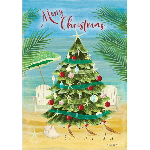 Custom Decor 4126FL 28 x 40 in. Merry Coastal Christmas Double Sided House Flag