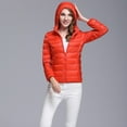 thumbnail image 4 of Ikevan Women Light Outerwear Solid Hooded Zippers Pocket Coat Down Jackets, 4 of 6