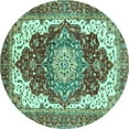thumbnail image 1 of Ahgly Company Machine Washable Indoor Round Persian Turquoise Blue Traditional Area Rugs, 5' Round, 1 of 4