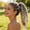 E, variant on Elastic Dread Ponytail - Boho Braided Dreadlock Hair Extension with Elastic Tie, Crochet Dreadlocks Synthetic Hair, Gradient Dread Extensions with Decorations for Women Men Festival Daily Wear