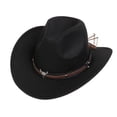 thumbnail image 2 of Cowboy Hats for Men Women, Cowgirl Hat Wide Brim Felt Hats with Bull Head, Western Retro Vintage Jazz Hat Cowboy Hats for Lover, 2 of 6