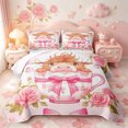 thumbnail image 2 of meiyoeat Ckawaii Highland Cattle Quilt Full,Pink Bow Floral Blossom Full Bedspread Sets For Girls,3pcs,1 Coverlet and 2 Pillowcases, 2 of 7