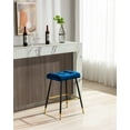 thumbnail image 1 of Vintage Bar Stool, Footrest Counter Height Dining Chair, Kitchen Breakfast Dining Chair, Comfty Saddle Backless Barstool, Height for Coffee Shop, Bar, Home Balcony, Navy, 1 of 7