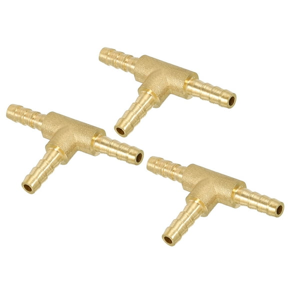 Uxcell 3Pcs 5/32" Barb Tee Fitting 3 Way Union T Brass Hose Barbed Lightweight