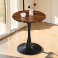 thumbnail image 2 of GZXS Round Dining Table, 24" Circle Tulip Table with Base, Mid Century Modern Bistro Table for Small Space, Living Room, Kitchen, Walnut, 2 of 7