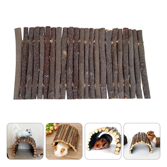 PAMINGONO 2Pcs Hamster Wood Bridge Dark Brown Climbing Toy for Small Animals 9.1X4.7in