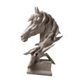 thumbnail image 4 of Estatuilla de resina, estatua de cabeza de caballo, obra de arte, escultura de Animal artesanal, adorno para escritorio, chimenea interior, inauguraci Gris, 4 of 9