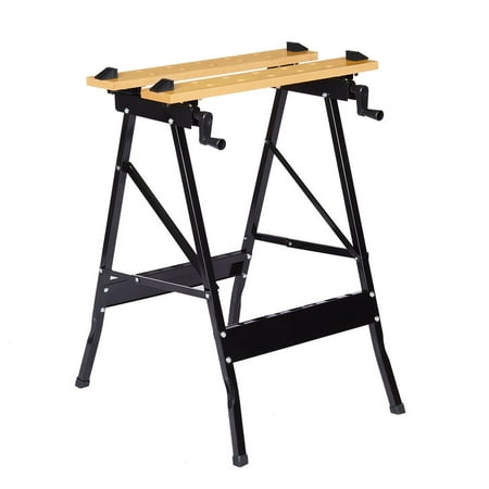 Finether Folding Workbench and Vice Portable Work Table Sawhorse with Quick Clamp, Pegs and Tool Holders for Carpenter Builder DIY Enthusiast, 331 lbs Capacity,