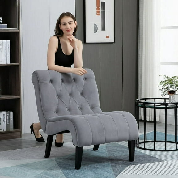 AVAWING Armless Accent Fabric Upholstered Lounge Chairs for Bedroom & Living Room, Adult, Gray