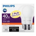 thumbnail image 3 of Philips LED Light Bulb, A19, Soft White, 40 WE, 2 Ct, 3 of 5