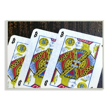 Stupell Industries Bitcoin on Playing Cards Typography Painting Unframed Art Print Wall Art, 10 x 15