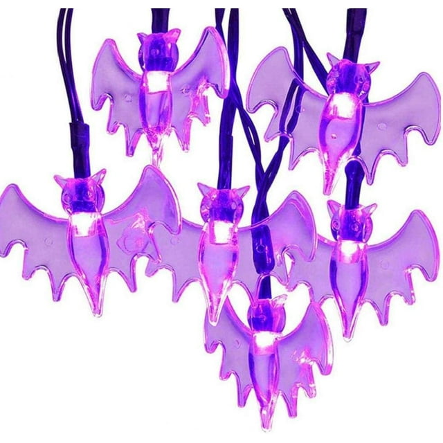 Lámpara LED de murciélago de Halloween, 30 luces LED de araña para Halloween, lámparas solares para interiores y exteriores, para decoración de fiestas en el hogar.