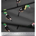 thumbnail image 3 of Soimoi Gray Poly Georgette Fabric Toucan Bird Print Fabric by Yard 52 Inch Wide, 3 of 3