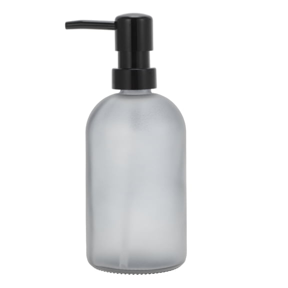 Unique Bargains 1 Pc Durable Cylinder Frosted Soap Dispenser 13.53oz Gray Black