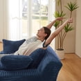 thumbnail image 6 of Aukfa 79" Oversized Chaise Lounge Indoor, Corduroy Sleeper Sofa Bed, Upholstered Couch, No Assembly Required for Living Room, Bedroom, Blue, 6 of 7